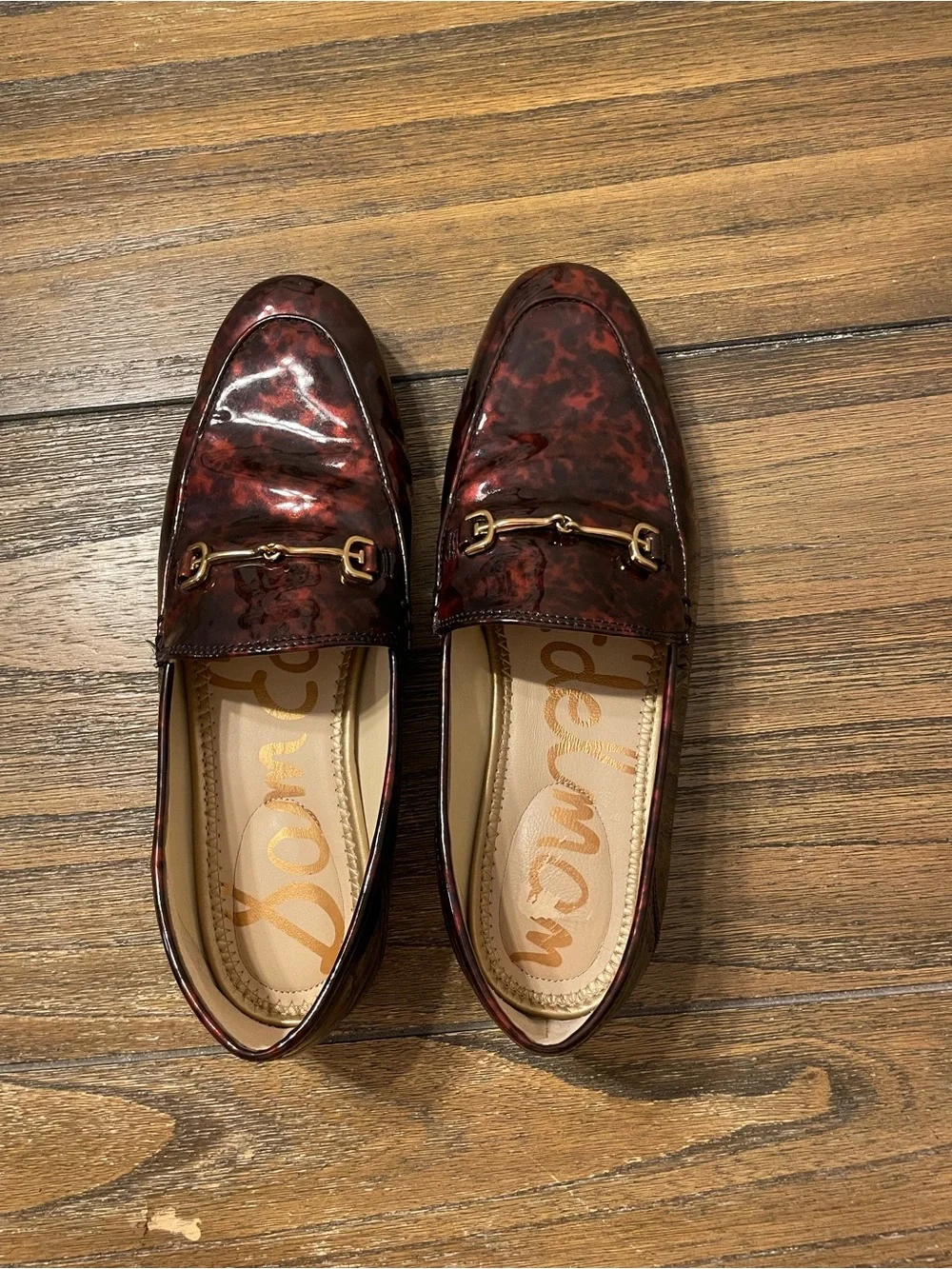 Sam Edelman Loraine Oxblood Tortoiseshell Horsebit Loafers Size 6.5 Old Money - Picture 2 of 12
